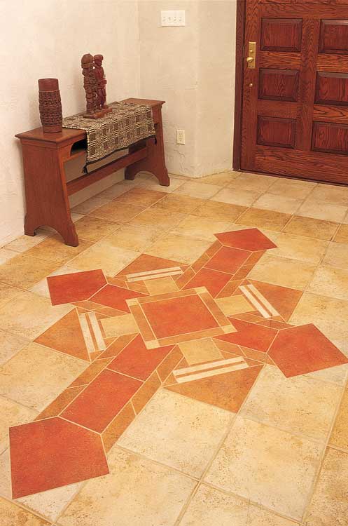 After many discarded drawings for the floor mosaic in the entry, the “spirit” of the house guided Joy’s hand as she experimented with leftover pieces of tile. The design that emerged is an enhanced compass, reflecting the home’s solar orientation and openness to the elements. Southwestern Native American influences are there too, thanks to daughter Bonnie, who lives in New Mexico. Again, the design was brought to life by Doug’s skilled hands.